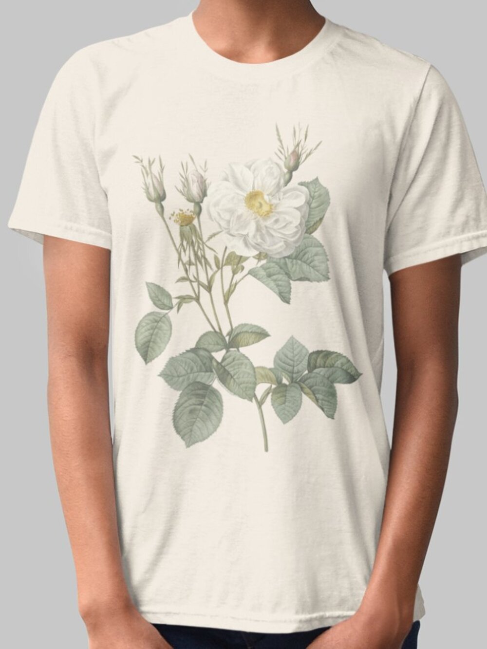 Rose Vintage Floral Print Short Sleeve Graphic Tee T-shirt S-XXL
